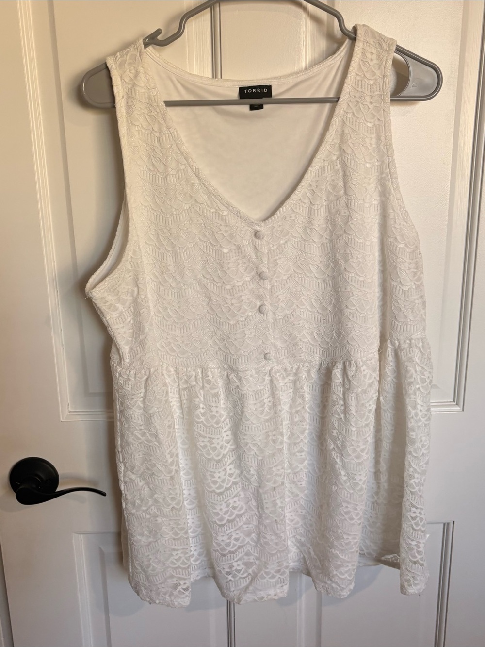 Torrid White Lace V-Neck Button-Front Sleeveless Top Summer Tank Top Shirt - Picture 2 of 10